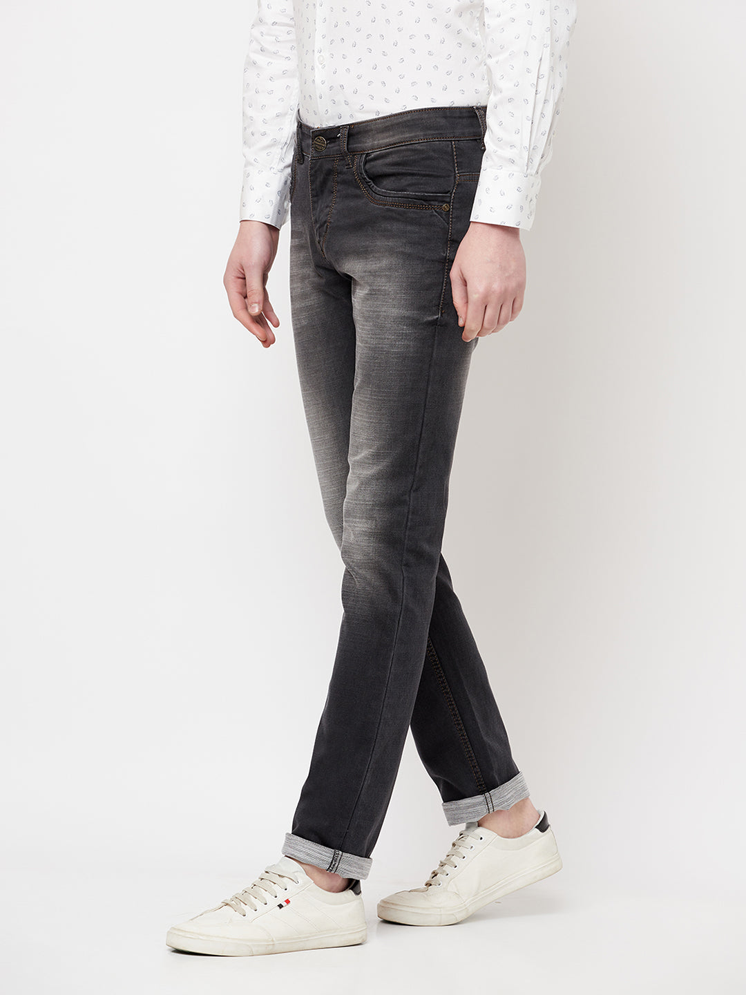 Long Slim-Fit Jeans Gray Cotton Denim | DIOR